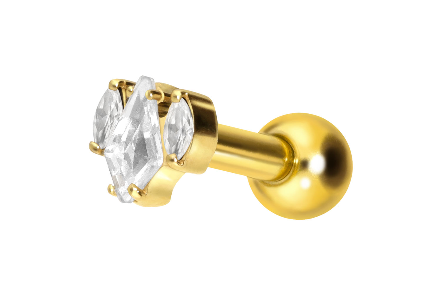 Titan Ohrpiercing mit Innengewinde KRISTALLSCHILD + KRISTALLOVALE